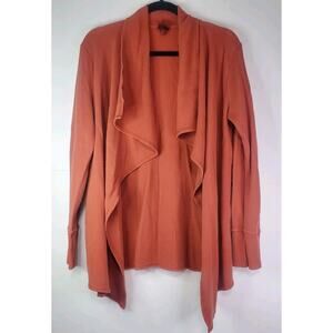 Merona Red Orange Waffle Knit Open Front Cardigan Large